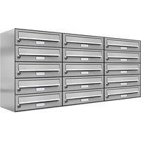 AL BRIEFKASTENSYSTEME Briefkasten, Parteien: 15, Aufputzmontage, BxHxT: 115,9 x 57,5 x 27,5 cm - silberfarben von AL BRIEFKASTENSYSTEME