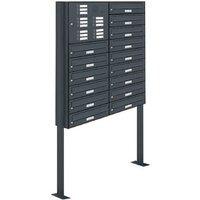 AL BRIEFKASTENSYSTEME Briefkasten, Parteien: 15, Freistehend, BxHxT: 84,6 x 170 x 27,5 cm - grau von AL BRIEFKASTENSYSTEME