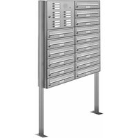 AL BRIEFKASTENSYSTEME Briefkasten, Parteien: 15, Freistehend, BxHxT: 84,6 x 170 x 27,5 cm - silberfarben von AL BRIEFKASTENSYSTEME