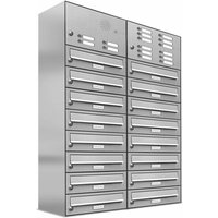 AL BRIEFKASTENSYSTEME Briefkasten, Parteien: 16, Aufputzmontage, BxHxT: 76,6 x 115 x 27,5 cm - silberfarben von AL BRIEFKASTENSYSTEME