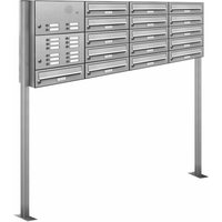 AL BRIEFKASTENSYSTEME Briefkasten, Parteien: 16, Freistehend, BxHxT: 161,2 x 150 x 27,5 cm - silberfarben von AL BRIEFKASTENSYSTEME