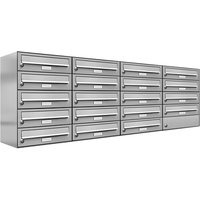 AL BRIEFKASTENSYSTEME Briefkasten, Parteien: 19, Aufputzmontage, BxHxT: 153,144 x 57,5 x 27,5 cm - silberfarben von AL BRIEFKASTENSYSTEME