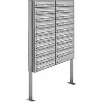 AL BRIEFKASTENSYSTEME Briefkasten, Parteien: 19, Freistehend, BxHxT: 84,6 x 170 x 27,5 cm - silberfarben von AL BRIEFKASTENSYSTEME