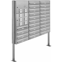 AL BRIEFKASTENSYSTEME Briefkasten, Parteien: 24, Freistehend, BxHxT: 122,9 x 170 x 27,5 cm - silberfarben von AL BRIEFKASTENSYSTEME