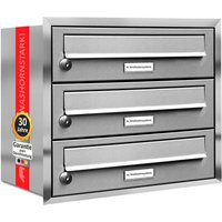 AL BRIEFKASTENSYSTEME Briefkasten, Parteien: 3, Unterputzmontage, BxHxT: 42,5 x 38,5 x 27,5 cm - silberfarben von AL BRIEFKASTENSYSTEME