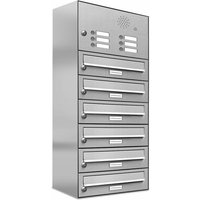 AL BRIEFKASTENSYSTEME Briefkasten, Parteien: 6, Aufputzmontage, BxHxT: 153,32 x 92,0 x 27,5 cm - silberfarben AL BRIEFKASTENSYSTEME Briefkasten, Parteien: 6, Aufputzmontage, BxHxT: 153,32 x 92,0 x 27,5 cm - silberfarben von AL BRIEFKASTENSYSTEME