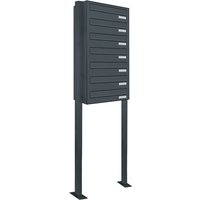 AL BRIEFKASTENSYSTEME Briefkasten, Parteien: 7, Zaundurchwurf, BxHxT: 46,5 x 170 x 27,5 cm - grau von AL BRIEFKASTENSYSTEME