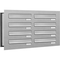 AL BRIEFKASTENSYSTEME Briefkasten, Parteien: 8, Mauerdurchwurf, BxHxT: 76,8 x 46 x 48,0 cm - silberfarben von AL BRIEFKASTENSYSTEME
