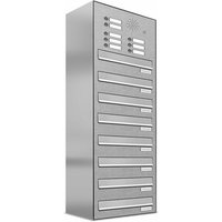 AL BRIEFKASTENSYSTEME Briefkasten, Parteien: 8, Zaundurchwurf, BxHxT: 38,5 x 115 x 27,5 cm - silberfarben von AL BRIEFKASTENSYSTEME