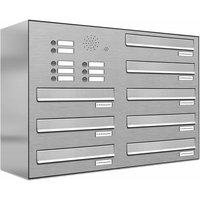 AL BRIEFKASTENSYSTEME Briefkasten, Parteien: 8, Zaundurchwurf, BxHxT: 76,8 x 57,5 x 27,5 cm - silberfarben von AL BRIEFKASTENSYSTEME