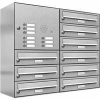 AL BRIEFKASTENSYSTEME Briefkasten, Parteien: 9, Aufputzmontage, BxHxT: 76,6 x 69 x 27,5 cm - silberfarben von AL BRIEFKASTENSYSTEME