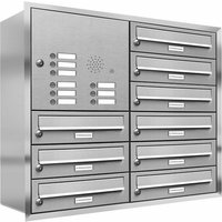 AL BRIEFKASTENSYSTEME Briefkasten, Parteien: 9, Unterputzmontage, BxHxT: 153,295 x 73,0 x 27,5 cm - silberfarben von AL BRIEFKASTENSYSTEME
