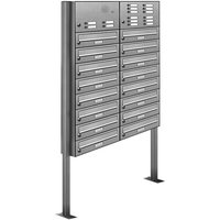 Al Briefkastensysteme - 16er Edelstahl Briefkasten Standanlage Freistehend mit Klingel von AL BRIEFKASTENSYSTEME
