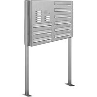 Al Briefkastensysteme - 9er V2A Edelstahl Briefkastenanlage Standsystem Freistehend Durchwurf - Klingel von AL BRIEFKASTENSYSTEME