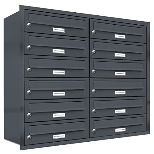 AL Briefkastensysteme, 12er Unterputzbriefkasten in Anthrazit Grau RAL 7016, 12 Fach wetterfeste Briefkastenanlage Design modern AL Briefkastensysteme, 12er Unterputzbriefkasten in Anthrazit Grau RAL 7016, 12 Fach wetterfeste Briefkastenanlage Design modern von AL Briefkastensysteme