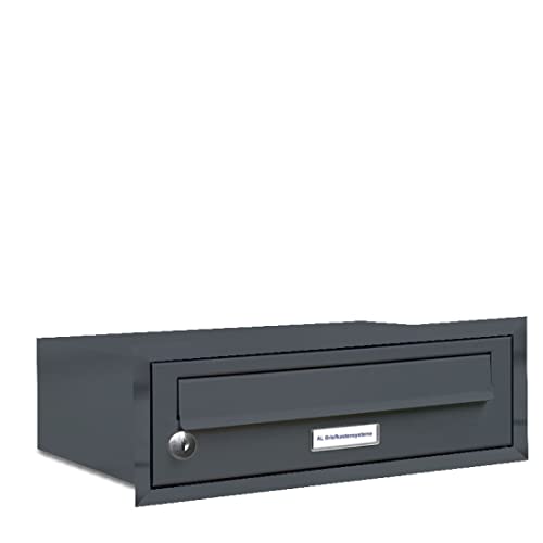 AL Briefkastensysteme, 1er Unterputzbriefkasten in Anthrazit Grau RAL 7016, 1 Fach wetterfeste Briefkastenanlage Design modern von AL Briefkastensysteme
