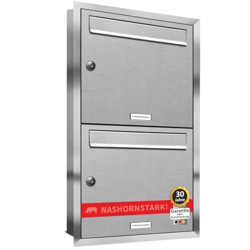 AL Briefkastensysteme, 2er Unterputzbriefkasten, Doppel-Briefkasten rostfrei, 2 Fach Briefkastenanlage modern, Edelstahl Postkasten AL Briefkastensysteme, 2er Unterputzbriefkasten, Doppel-Briefkasten rostfrei, 2 Fach Briefkastenanlage modern, Edelstahl Postkasten von AL Briefkastensysteme