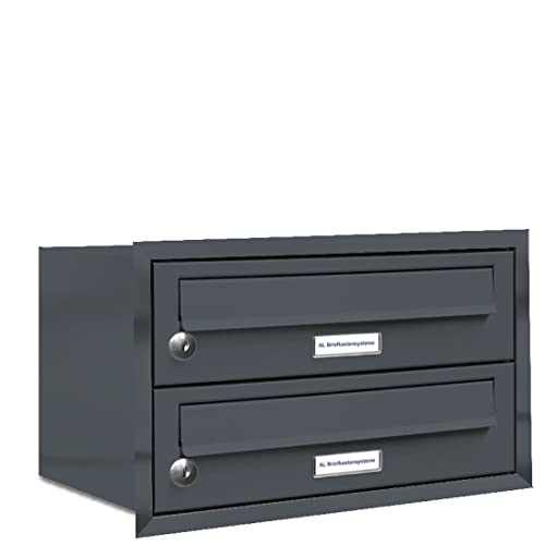 AL Briefkastensysteme, 2er Unterputzbriefkasten in Anthrazit Grau RAL 7016, 2 Fach wetterfeste Briefkastenanlage, Doppel-Briefkasten, Design modern AL Briefkastensysteme, 2er Unterputzbriefkasten in Anthrazit Grau RAL 7016, 2 Fach wetterfeste Briefkastenanlage, Doppel-Briefkasten, Design modern von AL Briefkastensysteme