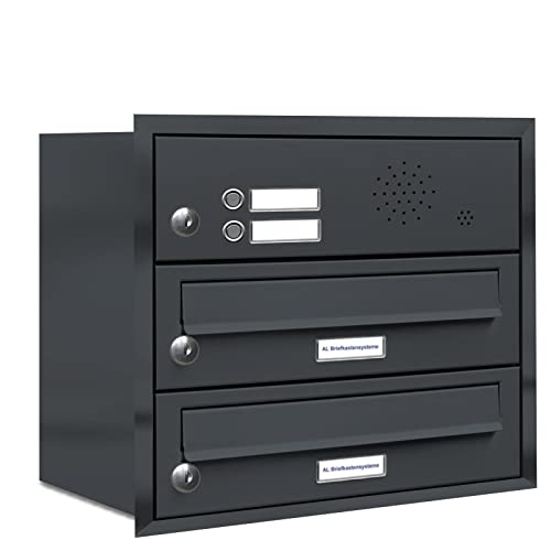 AL Briefkastensysteme, 2er Unterputzbriefkasten mit Klingel in Anthrazit Grau RAL 7016, 2 Fach wetterfeste Briefkastenanlage Doppelbriefkasten Design modern AL Briefkastensysteme, 2er Unterputzbriefkasten mit Klingel in Anthrazit Grau RAL 7016, 2 Fach wetterfeste Briefkastenanlage Doppelbriefkasten Design modern von AL Briefkastensysteme