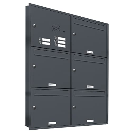 AL Briefkastensysteme, 5er Unterputzbriefkasten mit Klingel in Anthrazit Grau RAL 7016, 5 Fach wetterfeste Briefkastenanlage Design modern AL Briefkastensysteme, 5er Unterputzbriefkasten mit Klingel in Anthrazit Grau RAL 7016, 5 Fach wetterfeste Briefkastenanlage Design modern von AL Briefkastensysteme