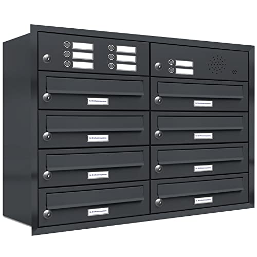 AL Briefkastensysteme, 8er Unterputzbriefkasten mit Klingel in Anthrazit Grau RAL 7016, 8 Fach wetterfeste Briefkastenanlage Design modern AL Briefkastensysteme, 8er Unterputzbriefkasten mit Klingel in Anthrazit Grau RAL 7016, 8 Fach wetterfeste Briefkastenanlage Design modern von AL Briefkastensysteme