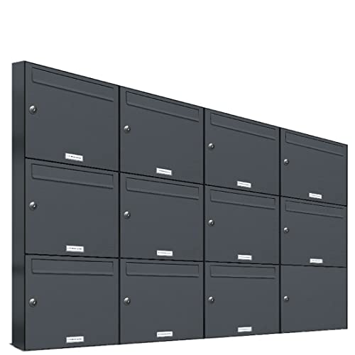AL Briefkastensysteme 11er Briefkastenanlage Anthrazit Grau RAL 7016, Premium Briefkasten DIN A4, 11 Fach Postkasten modern Aufputz AL Briefkastensysteme 11er Briefkastenanlage Anthrazit Grau RAL 7016, Premium Briefkasten DIN A4, 11 Fach Postkasten modern Aufputz von AL Briefkastensysteme