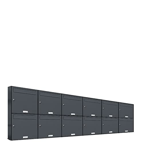 AL Briefkastensysteme 12er Briefkastenanlage Anthrazit Grau RAL 7016, Premium Briefkasten DIN A4, 12 Fach Postkasten modern Aufputz AL Briefkastensysteme 12er Briefkastenanlage Anthrazit Grau RAL 7016, Premium Briefkasten DIN A4, 12 Fach Postkasten modern Aufputz von AL Briefkastensysteme
