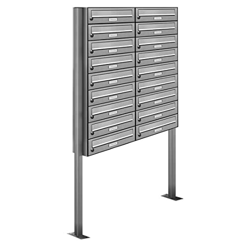 AL Briefkastensysteme 18er Edelstahl Standbriefkasten rostfrei als 18 Fach Briefkastenanlage DIN A4 in Postkasten Briefkasten Design modern von AL Briefkastensysteme