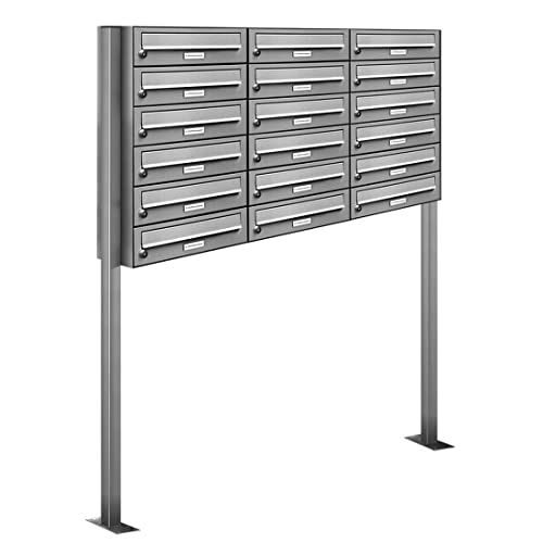 AL Briefkastensysteme 18er Edelstahl Standbriefkasten rostfrei als 18 Fach Briefkastenanlage DIN A4 in Postkasten Briefkasten Design modern von AL Briefkastensysteme