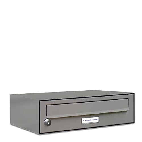 AL Briefkastensysteme 1er Briefkastenanlage Aluminiumgrau RAL 9007, Premium Briefkasten DIN A4, 1 Fach Postkasten modern Aufputz von AL Briefkastensysteme