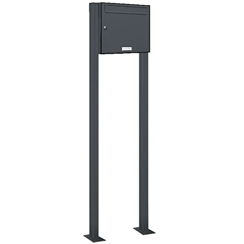 AL Briefkastensysteme 1er Standbriefkasten in Anthrazitgrau RAL 7016 als 1 Fach Briefkastenanlage DIN A4 in Postkasten Briefkasten Design modern von AL Briefkastensysteme