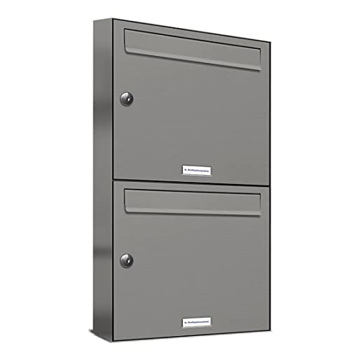 AL Briefkastensysteme 2er Briefkastenanlage Aluminiumgrau RAL 9007, Premium Doppel-Briefkasten DIN A4, 2 Fach Postkasten modern Aufputz AL Briefkastensysteme 2er Briefkastenanlage Aluminiumgrau RAL 9007, Premium Doppel-Briefkasten DIN A4, 2 Fach Postkasten modern Aufputz von AL Briefkastensysteme