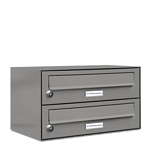 AL Briefkastensysteme 2er Briefkastenanlage Aluminiumgrau RAL 9007, Premium Doppel-Briefkasten DIN A4, 2 Fach Postkasten modern Aufputz AL Briefkastensysteme 2er Briefkastenanlage Aluminiumgrau RAL 9007, Premium Doppel-Briefkasten DIN A4, 2 Fach Postkasten modern Aufputz von AL Briefkastensysteme