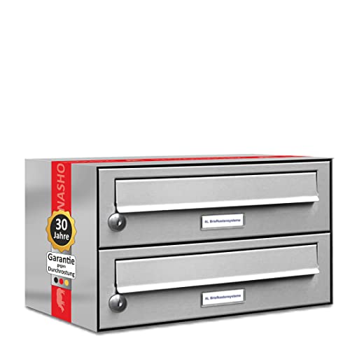 AL Briefkastensysteme 2er Briefkastenanlage Edelstahl, Premium Doppel-Briefkasten DIN A4, 2 Fach Postkasten modern Aufputz AL Briefkastensysteme 2er Briefkastenanlage Edelstahl, Premium Doppel-Briefkasten DIN A4, 2 Fach Postkasten modern Aufputz von AL Briefkastensysteme
