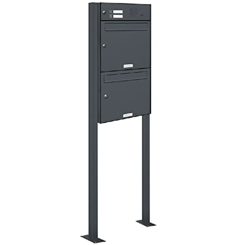 AL Briefkastensysteme 2er Standbriefkasten Anthrazitgrau RAL 7016 mit Klingel als 2 Fach Briefkastenanlage in Postkasten Doppel-Briefkasten Design modern AL Briefkastensysteme 2er Standbriefkasten Anthrazitgrau RAL 7016 mit Klingel als 2 Fach Briefkastenanlage in Postkasten Doppel-Briefkasten Design modern von AL Briefkastensysteme