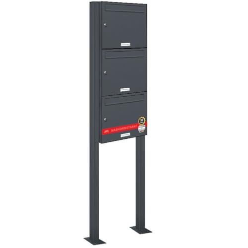 AL Briefkastensysteme 3er Standbriefkasten in Anthrazitgrau RAL 7016 als 3 Fach Briefkastenanlage DIN A4 in Postkasten Briefkasten Design modern AL Briefkastensysteme 3er Standbriefkasten in Anthrazitgrau RAL 7016 als 3 Fach Briefkastenanlage DIN A4 in Postkasten Briefkasten Design modern von AL Briefkastensysteme