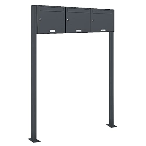 AL Briefkastensysteme 3er Standbriefkasten in Anthrazitgrau RAL 7016 als 3 Fach Briefkastenanlage DIN A4 in Postkasten Briefkasten Design modern AL Briefkastensysteme 3er Standbriefkasten in Anthrazitgrau RAL 7016 als 3 Fach Briefkastenanlage DIN A4 in Postkasten Briefkasten Design modern von AL Briefkastensysteme