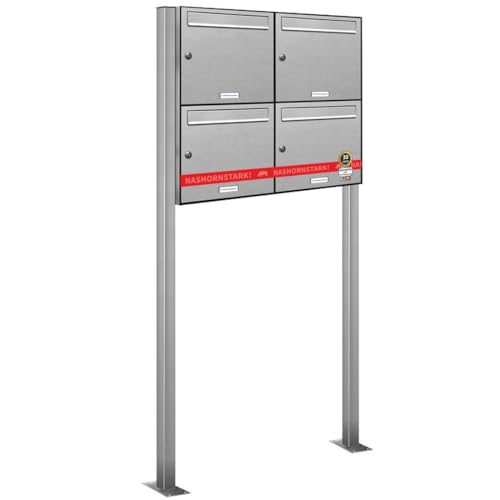 AL Briefkastensysteme 4er Edelstahl Standbriefkasten rostfrei als 4 Fach Briefkastenanlage DIN A4 in Postkasten Briefkasten Design modern von AL Briefkastensysteme
