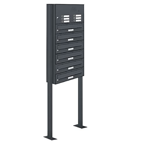 AL Briefkastensysteme 6er Standbriefkasten in Anthrazitgrau RAL 7016 mit Klingel als 6 Fach Briefkastenanlage in Postkasten Briefkasten modern AL Briefkastensysteme 6er Standbriefkasten in Anthrazitgrau RAL 7016 mit Klingel als 6 Fach Briefkastenanlage in Postkasten Briefkasten modern von AL Briefkastensysteme