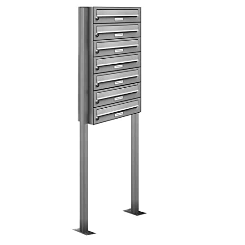 AL Briefkastensysteme 7er Edelstahl Standbriefkasten rostfrei als 7 Fach Briefkastenanlage DIN A4 in Postkasten Briefkasten Design modern von AL Briefkastensysteme