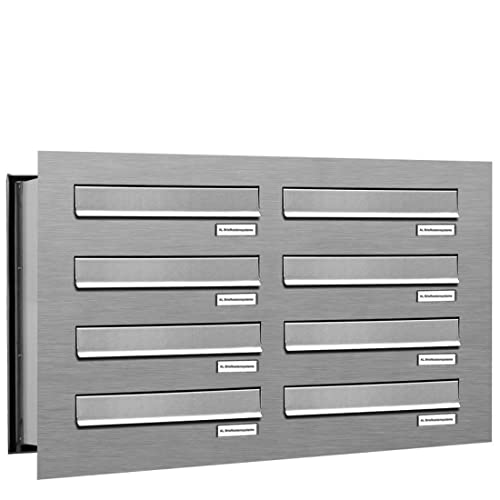 AL Briefkastensysteme 8er Briefkasten Mauerdurchwurf in V2A Edelstahl, 8 Fach DIN A4, wetterfeste Premium Briefkastenanlage Postkasten AL Briefkastensysteme 8er Briefkasten Mauerdurchwurf in V2A Edelstahl, 8 Fach DIN A4, wetterfeste Premium Briefkastenanlage Postkasten von AL Briefkastensysteme