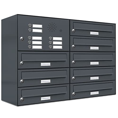 AL Briefkastensysteme 8er Briefkastenanlage Anthrazit Grau RAL 7016, Premium Briefkasten DIN A4, 8 Fach Postkasten modern Aufputz AL Briefkastensysteme 8er Briefkastenanlage Anthrazit Grau RAL 7016, Premium Briefkasten DIN A4, 8 Fach Postkasten modern Aufputz von AL Briefkastensysteme