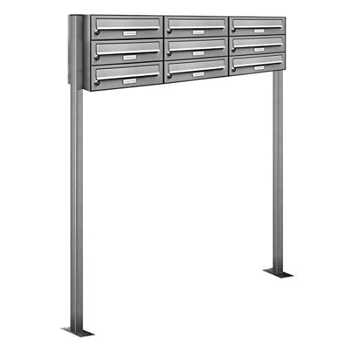 AL Briefkastensysteme 9er Edelstahl Standbriefkasten rostfrei als 9 Fach Briefkastenanlage DIN A4 in Postkasten Briefkasten Design modern von AL Briefkastensysteme