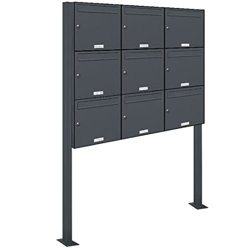 AL Briefkastensysteme 9er Standbriefkasten in Anthrazitgrau RAL 7016 als 9 Fach Briefkastenanlage DIN A4 in Postkasten Briefkasten Design modern AL Briefkastensysteme 9er Standbriefkasten in Anthrazitgrau RAL 7016 als 9 Fach Briefkastenanlage DIN A4 in Postkasten Briefkasten Design modern von AL Briefkastensysteme