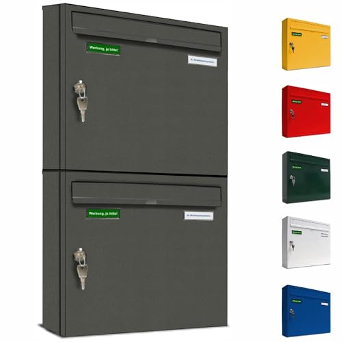 AL Briefkastensysteme Basic 2er Briefkasten DB 703 Eisenglimmer Grau 2 Fach DIN A4 wetterfest Briefkastenanlage mit Posthaltebügel und 2 Namensschildern AL Briefkastensysteme Basic 2er Briefkasten DB 703 Eisenglimmer Grau 2 Fach DIN A4 wetterfest Briefkastenanlage mit Posthaltebügel und 2 Namensschildern von AL Briefkastensysteme