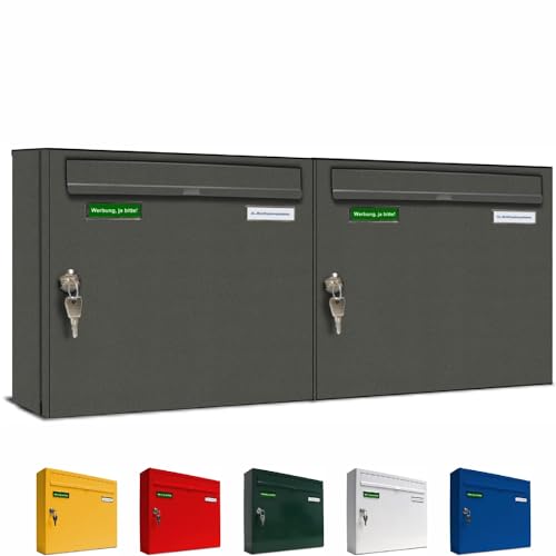 AL Briefkastensysteme Basic 2er Briefkasten DB 703 Eisenglimmer Grau 2 Fach DIN A4 wetterfest Briefkastenanlage mit Posthaltebügel und 2 Namensschildern AL Briefkastensysteme Basic 2er Briefkasten DB 703 Eisenglimmer Grau 2 Fach DIN A4 wetterfest Briefkastenanlage mit Posthaltebügel und 2 Namensschildern von AL Briefkastensysteme