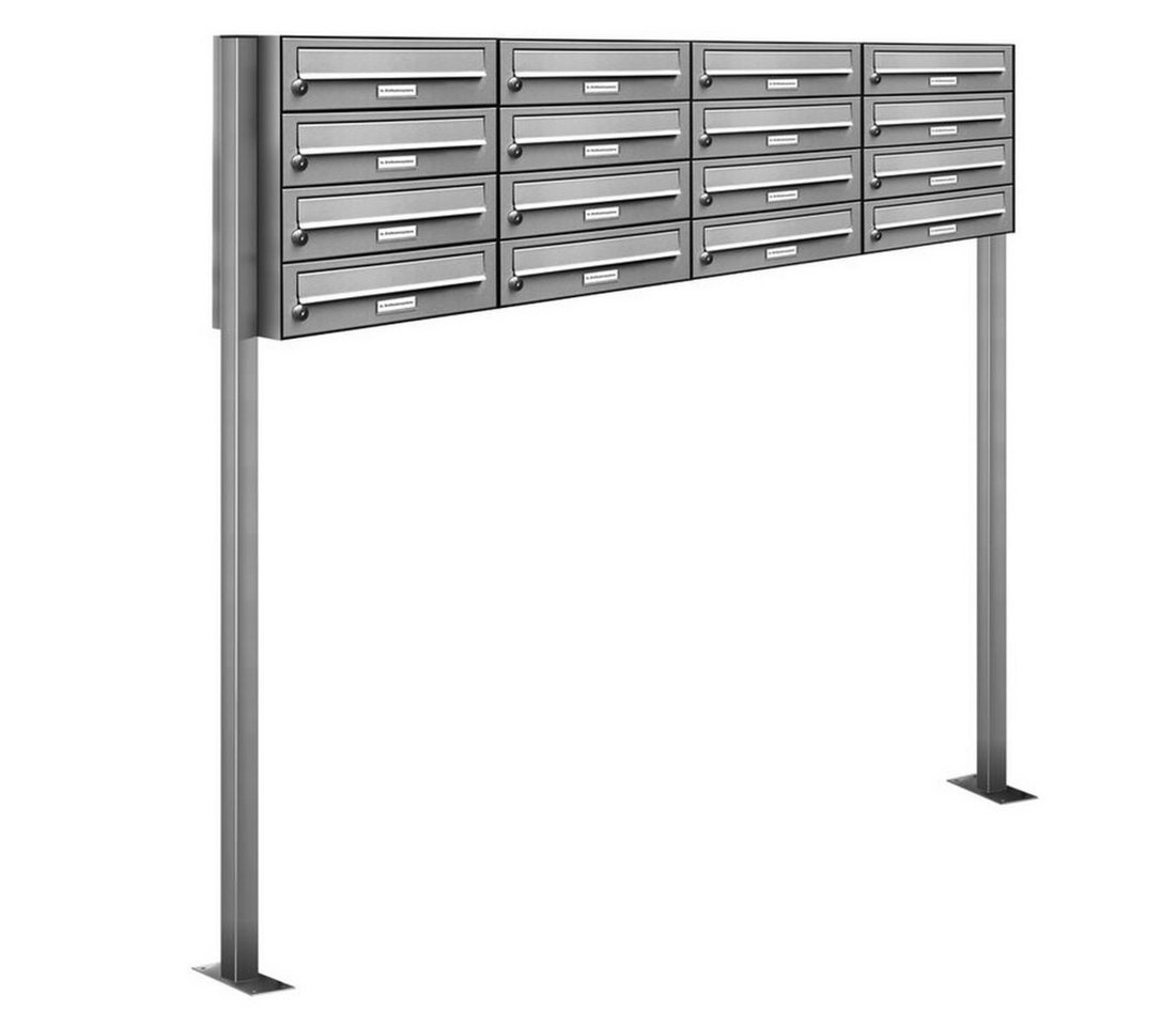 AL Briefkastensysteme Standbriefkasten 16 Fach Premium Edelstahl Briefkasten Post A4 modern robustwetterfest von AL Briefkastensysteme