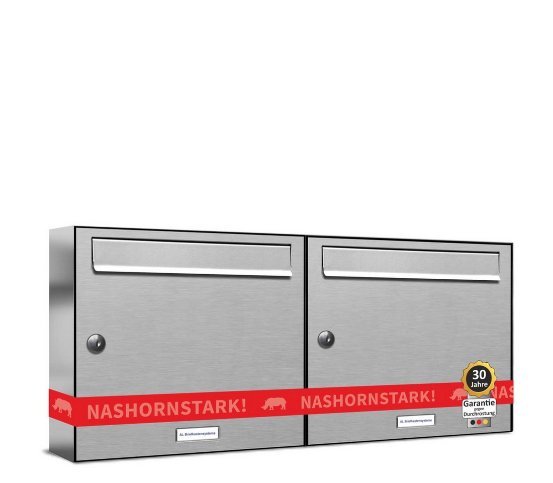 AL Briefkastensysteme Wandbriefkasten 2 Fach Premium Edelstahl Briefkasten Post A4 modern robustwetterfest AL Briefkastensysteme Wandbriefkasten 2 Fach Premium Edelstahl Briefkasten Post A4 modern robustwetterfest von AL Briefkastensysteme
