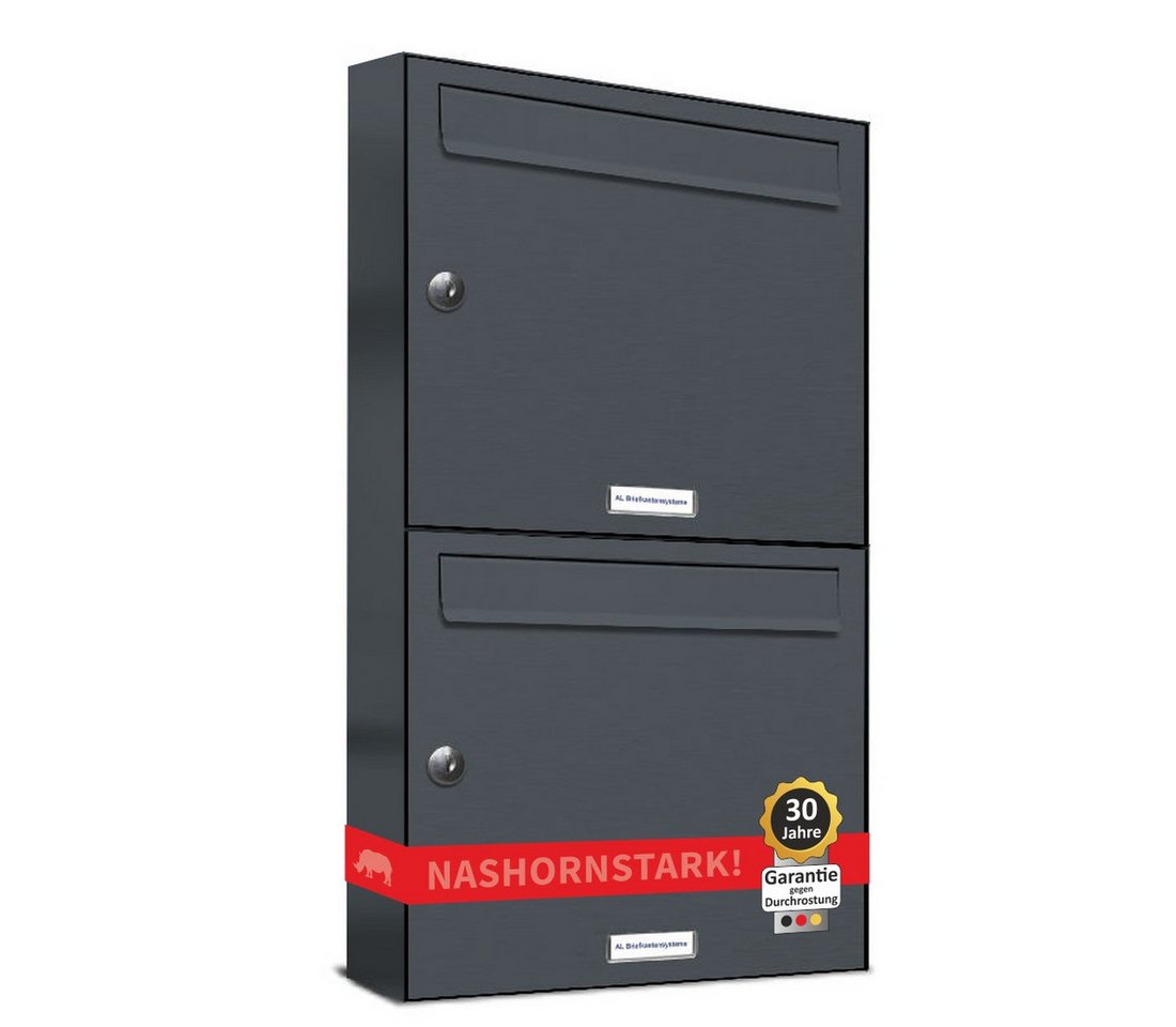 AL Briefkastensysteme Wandbriefkasten 2 Fach Premium Briefkasten A4 in RAL 7016 Anthrazit Grau wetterfest AL Briefkastensysteme Wandbriefkasten 2 Fach Premium Briefkasten A4 in RAL 7016 Anthrazit Grau wetterfest von AL Briefkastensysteme