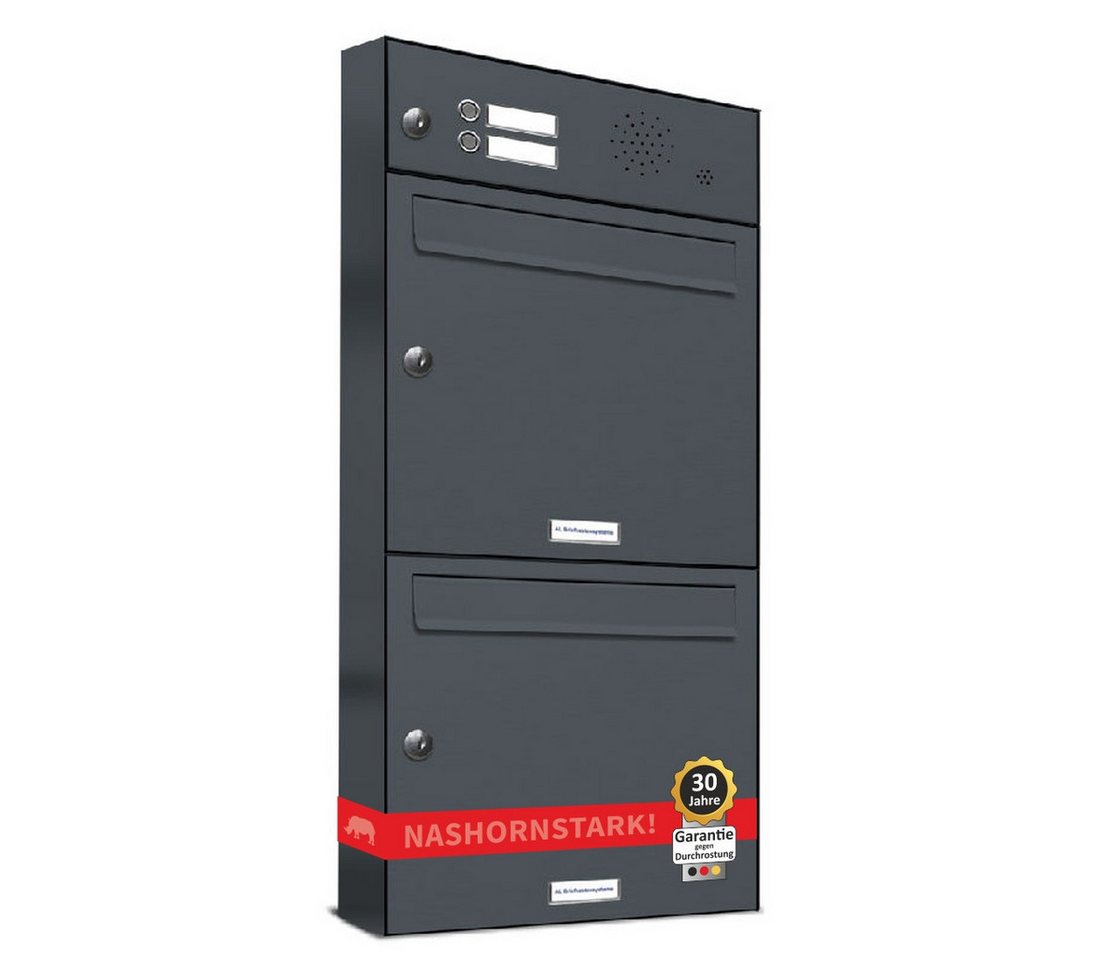 AL Briefkastensysteme Wandbriefkasten 2 Fach Premium Briefkasten A4 in RAL 7016 Anthrazit Grau wetterfest AL Briefkastensysteme Wandbriefkasten 2 Fach Premium Briefkasten A4 in RAL 7016 Anthrazit Grau wetterfest von AL Briefkastensysteme
